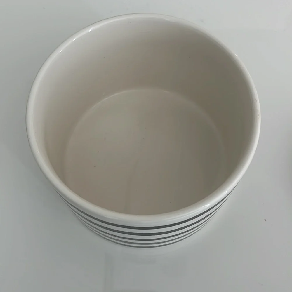 Large Ceramic Canister with Wood Lid-Black Stripe - Picture 2 of 5